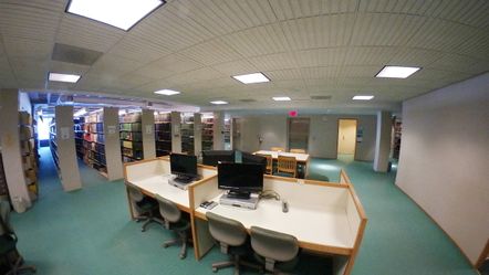 Morse Library, lower level multimedia viewing stations