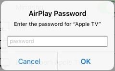 Example of AirPlay entry field on iOS