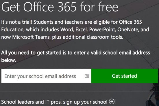 Screenshot of Office 365 Sign-Up screen