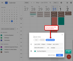 Screenshot of Selecting Appointment Slots in Google Calendar