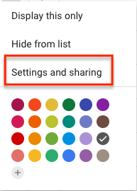 Setting and Sharing option on Google Calender