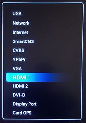 Image of Philips HDTV source selection menu